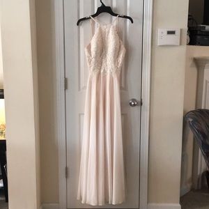 Soft pink floor-length prom dress